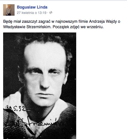 Linda o Strzemińskim, fot. screen z facebook Bogusława Lindy
