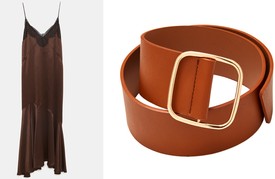 Barna, csipkés ruha ZARA 15995 FtFémcsatos öv SINSAY 1295 Ft