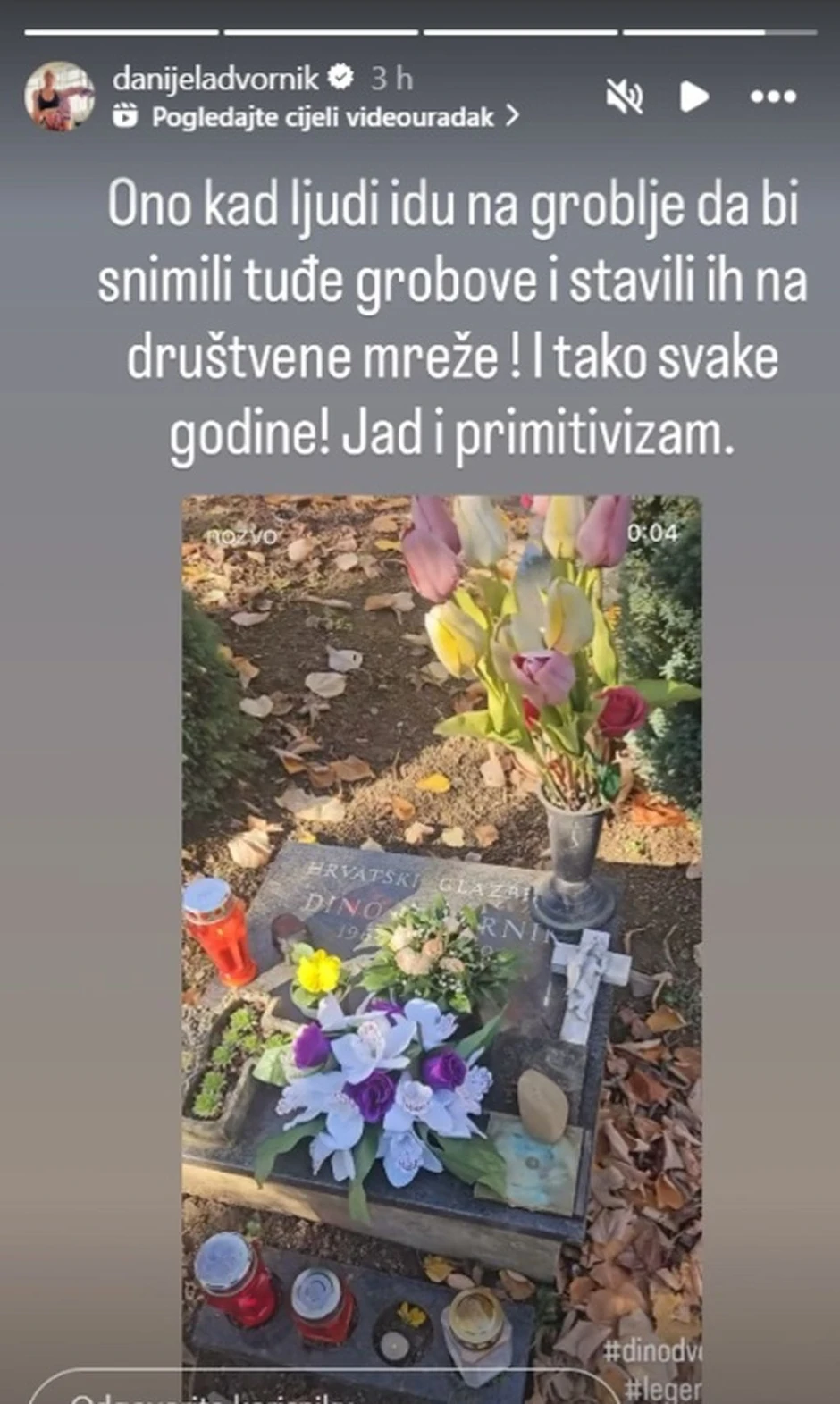 Danijela ogorčena na one koji su snimili grob Dina Dvornika