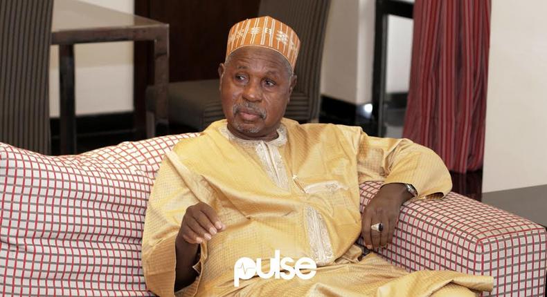 Katsina Gov Aminu Bello Masari explains a point during chat with select online media