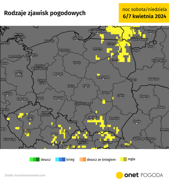 W nocy miejscami pojawią się mgły i zamglenia