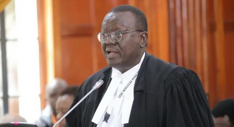 Advocate Paul Mwangi at the Supreme Court during the 2022 presidential election petition. Photo credit: Zakheem Rajan