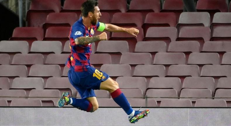 Lionel Messi celebrates scoring for Barcelona in last Saturday's win over Napoli to set up their Champions League quarter-final clash with Bayern Munich.