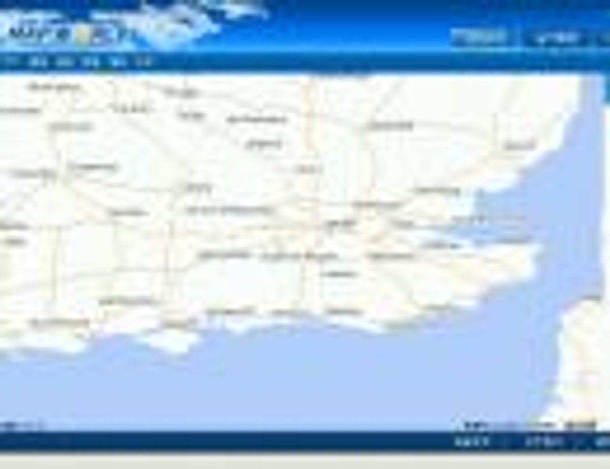 Fragment Map World, na który widać Ostrów Wielkopolski obok Londynu w Wielkiej Brytanii. Źródło: Map World http://www.tianditu.cn/map/index.jsp.