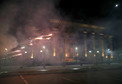 Fireworks launched protesters, explode near the Russian embassy during the protest in Kiev