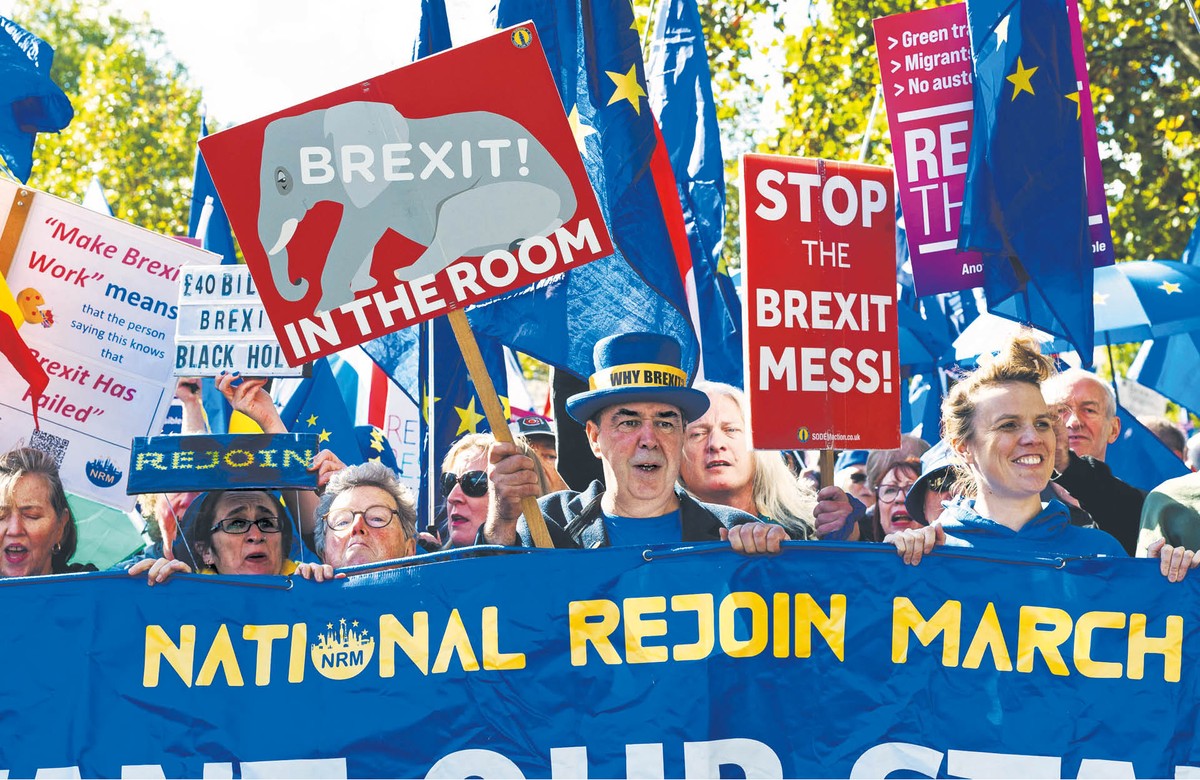 Demonstracja na rzecz powrotu Wielkiej Brytanii do Unii Europejskiej. Londyn, 28 września 2024 r.