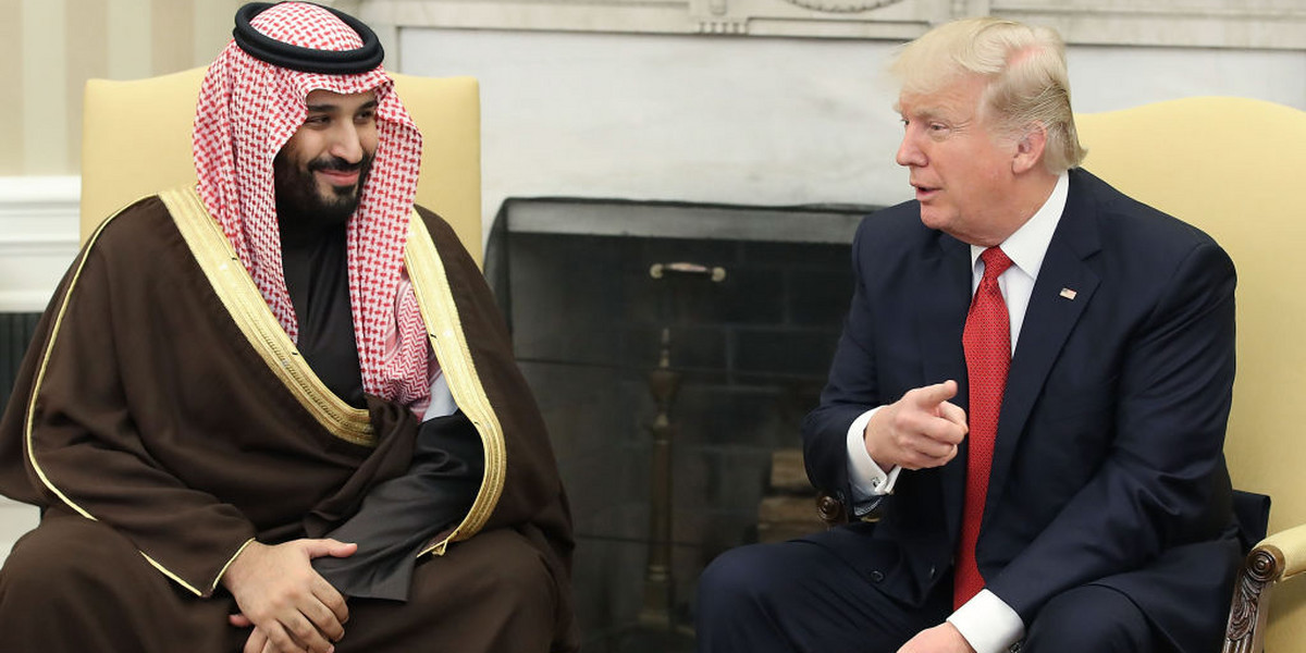 Mohammed bin Salman, książę Arabii Saudyjskiej i prezydent USA Donald Trump