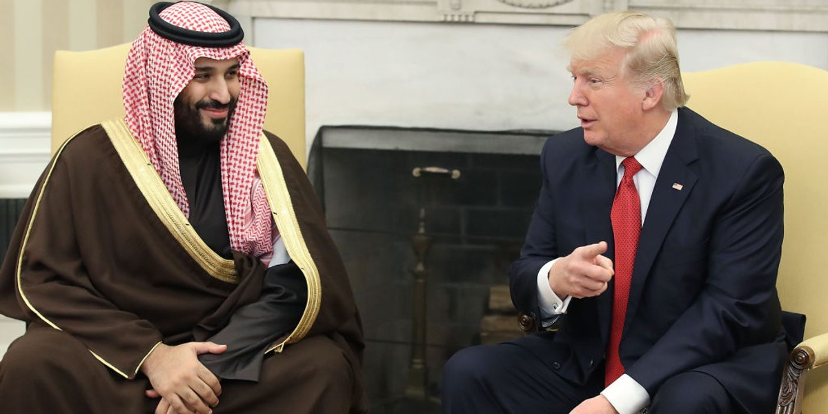 Mohammed bin Salman, książę Arabii Saudyjskiej i prezydent USA Donald Trump