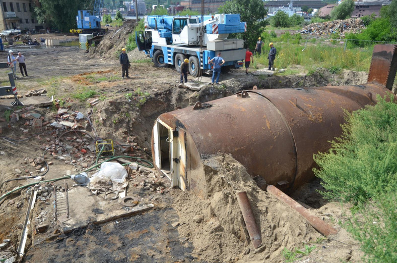 Fragment U-Boota znaleziony na terenie Stoczni Gdańskiej