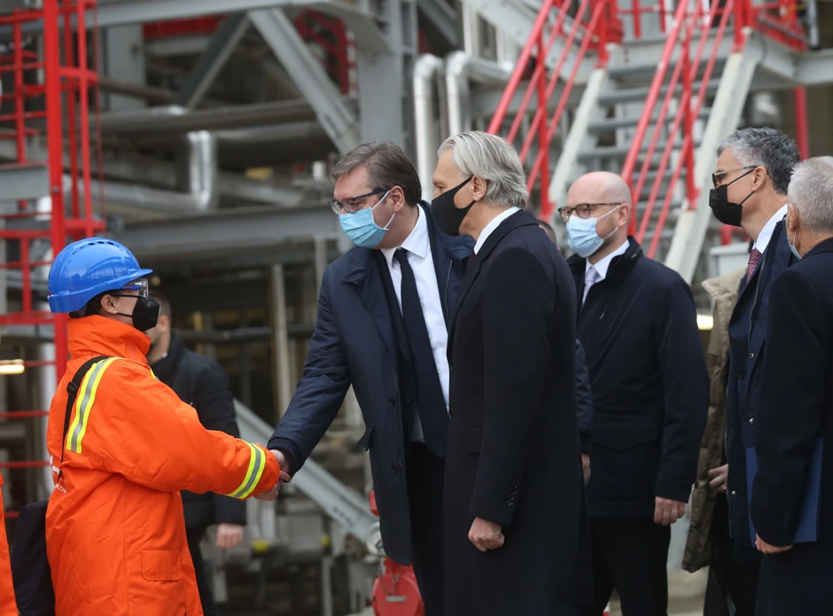 Aleksandar Vučić u rafineriji Pancevo