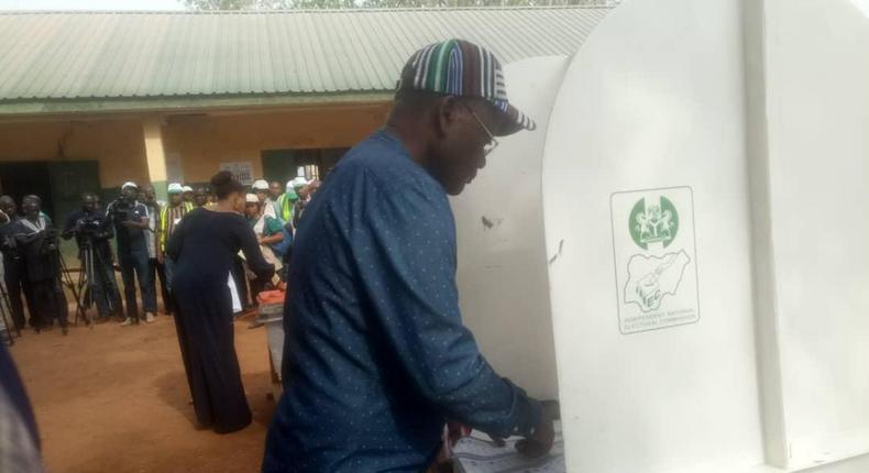 Samuel Ortom, governor of Benue, casting his vote