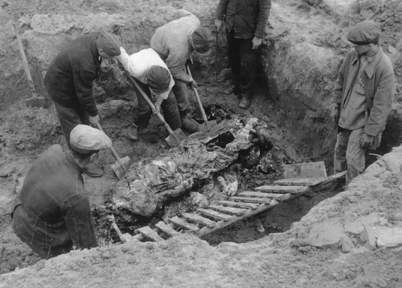 Odkrycie masowych grobów w Katyniu przez żołnierzy niemieckich, 13 kwietnia 1943 r.