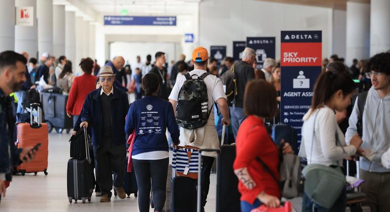 Crowds at Los Angeles International Airport last Tuesday.DAVID SWANSON/AFP via Getty Images