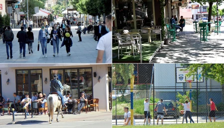 KOLAZ VRANJE02 Vranje centar grada pesacka zona maske korona foto Branko Janackovic