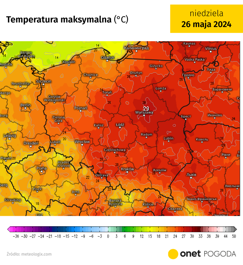 Na Mazowszu odnotujemy dziś 29 st. C