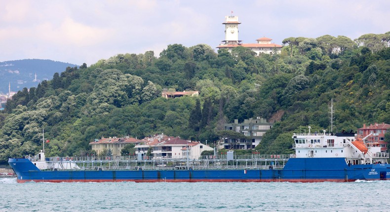 Russian-flagged SIG tanker transits Bosphorus in Istanbul, Turkey.REUTERS/Yoruk Isik