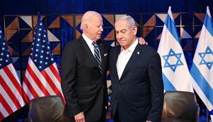 President Biden and Prime Minister Netanyahu are photographed in Tel Aviv, Israel, on October 18, 2023.Anadolu/Getty Images