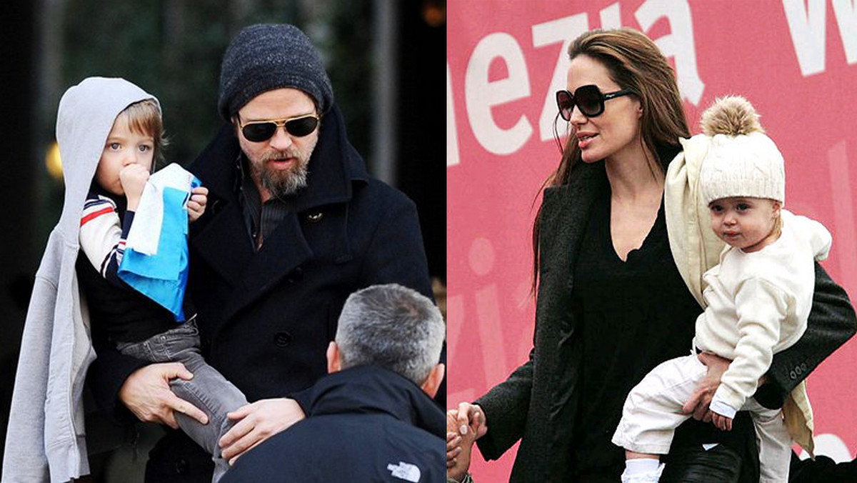 Brad Pitt z Knoxem i Angelina Jolie z Vivienne