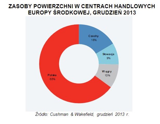 Zasoby powierzchni w centrach handlowych europy środkowej,