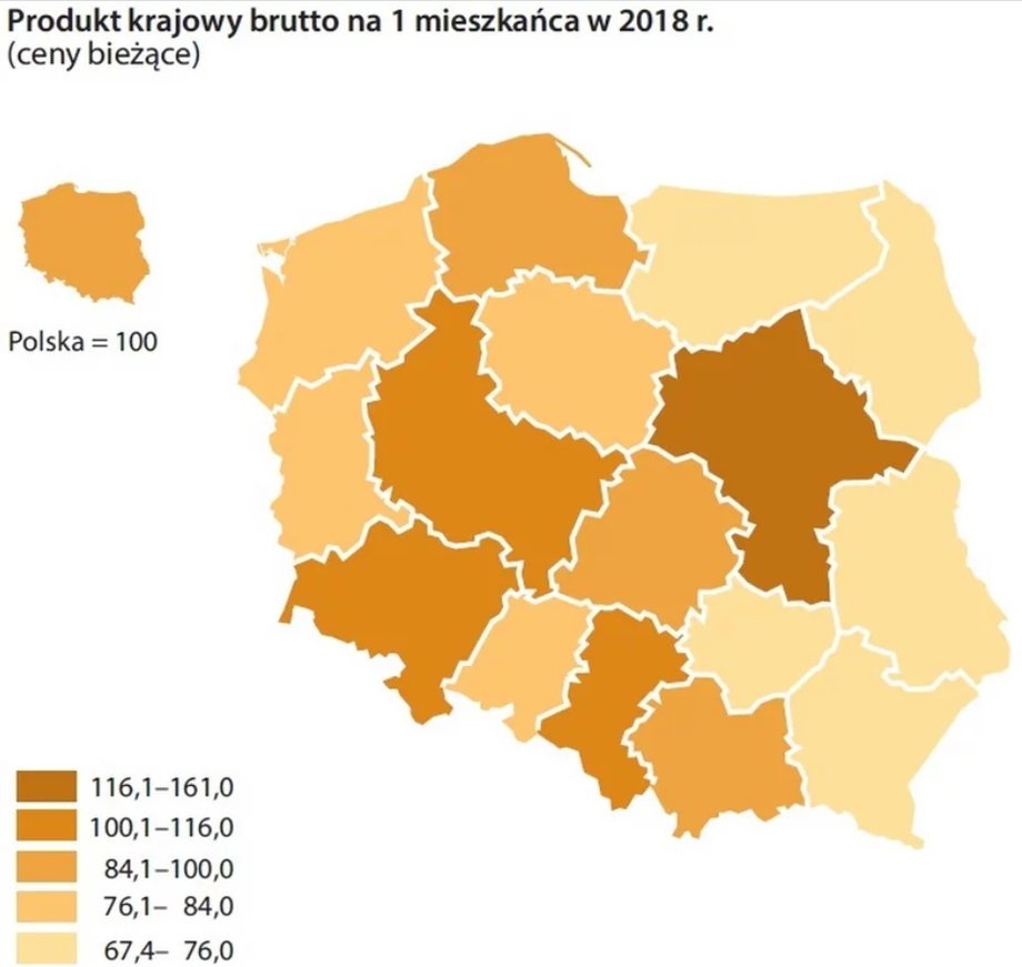  Produkt Krajowy Brutto na jednego mieszkańca w podziale na województwa