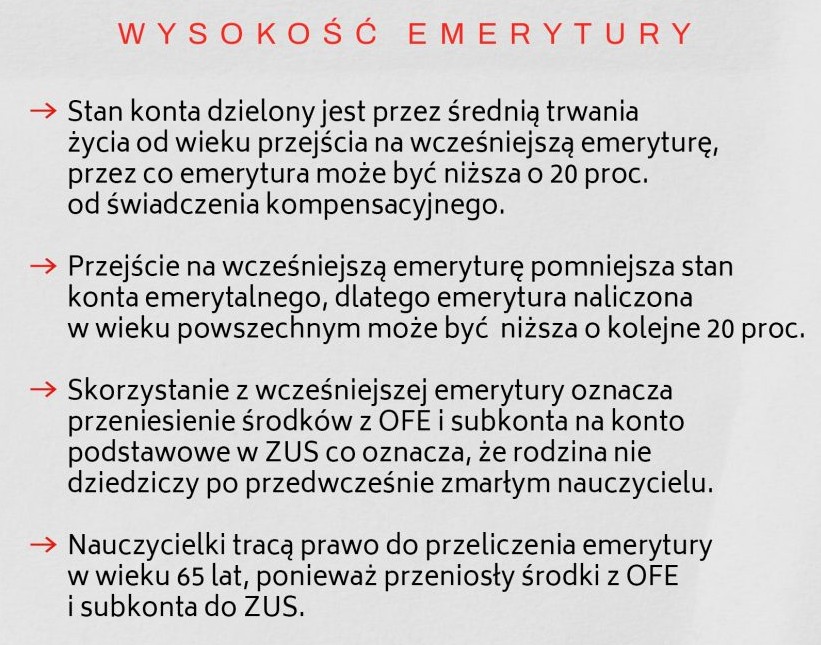 Wysokość wcześniejszej emerytury nauczycielskiej