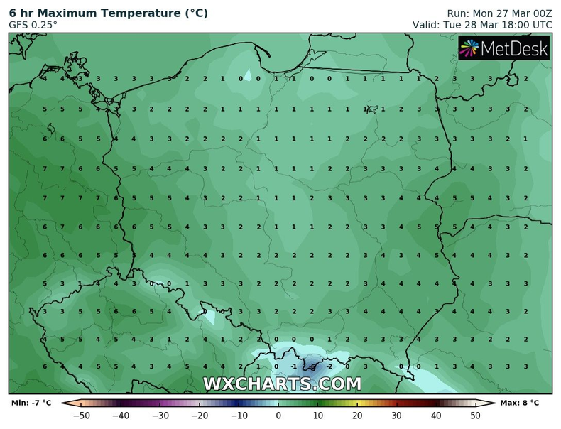 Temperatura lokalnie nie będzie w stanie przekroczyć 0 st. C