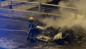 Automobil u potpunosti izgoreo nakon požara na Mostu na Adi 