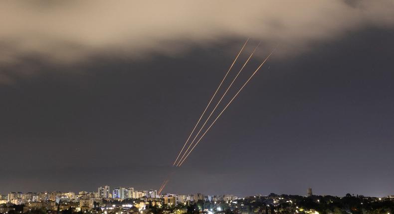 An anti-missile system operates after Iran launched drones and missiles toward Israel, as seen from Ashkelon, Israel April 14, 2024.Amir Cohen via Reuters