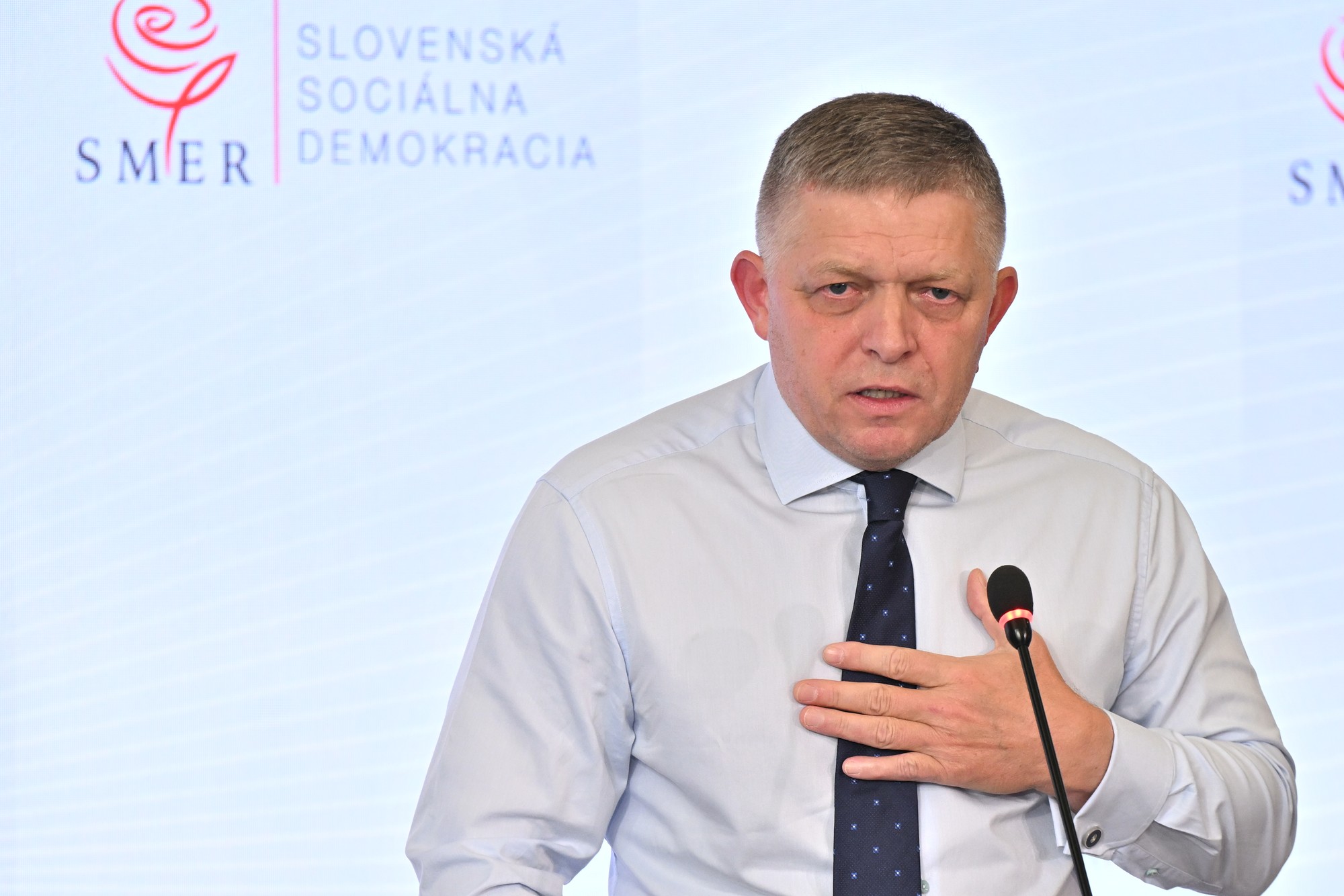 Predseda strany Smer-SD Robert Fico počas príhovoru na pracovnom sneme strany Smer - sociálna demokracia.