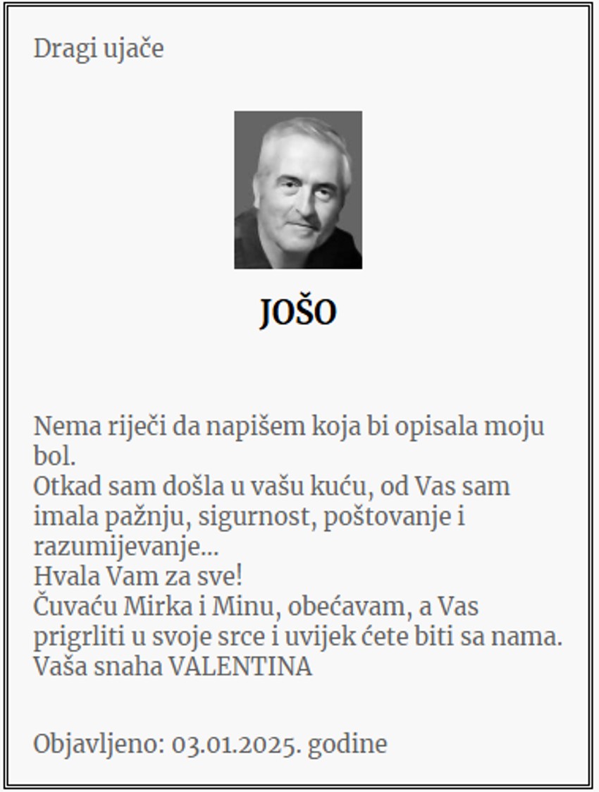 Umrlice posvećene Jošu koji je ubijen na Cetinju