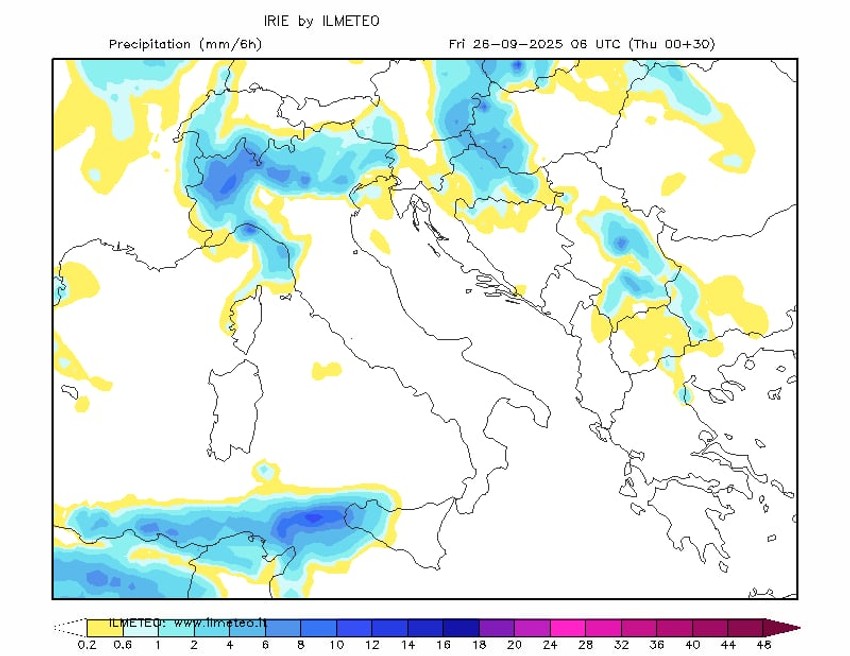 Padavine u petak u 6 sati