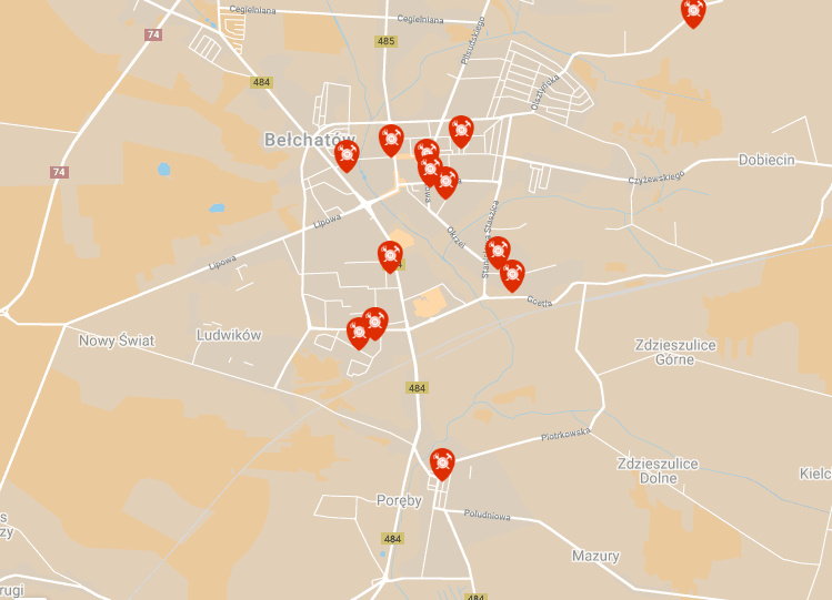 Mapa lokalnych rzemieślników w Bełchatowie