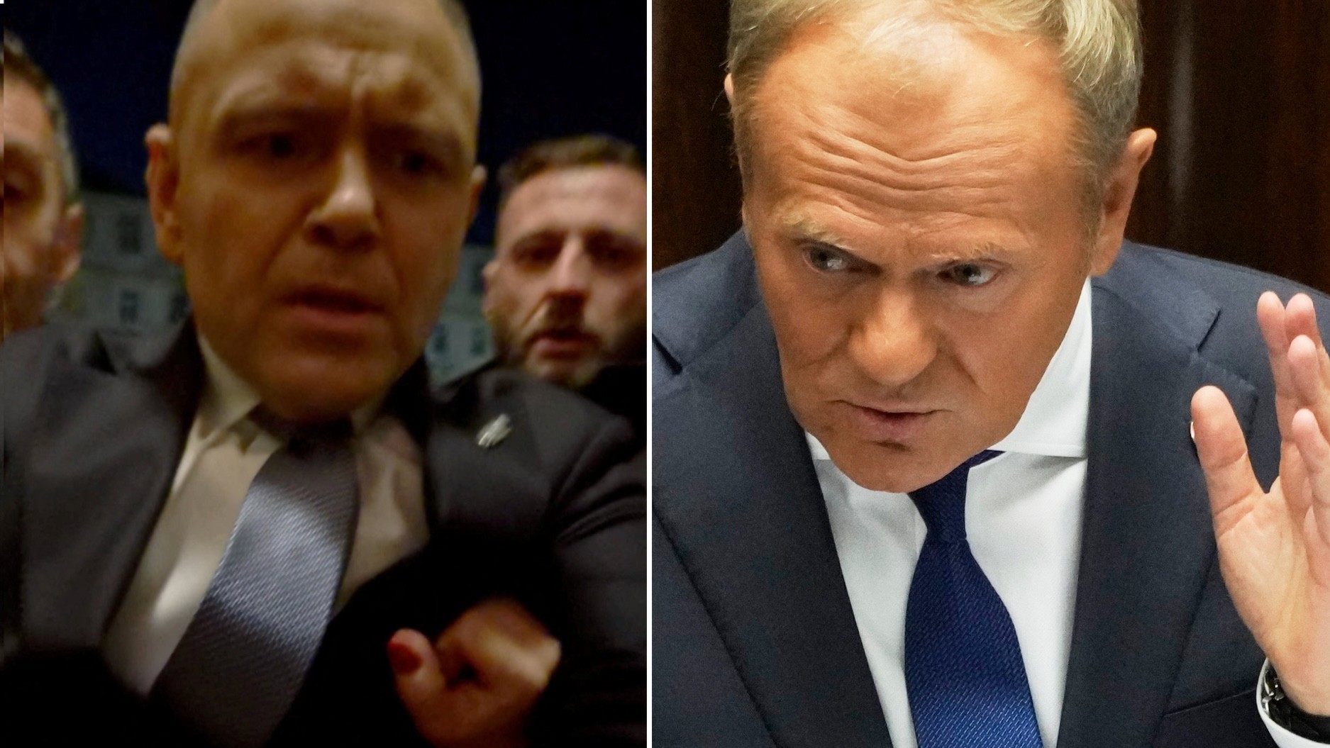 Prezident Karol Nawrocki počas nočného pokusu o vstup na Ústavný súd a premiér Donald Tusk
