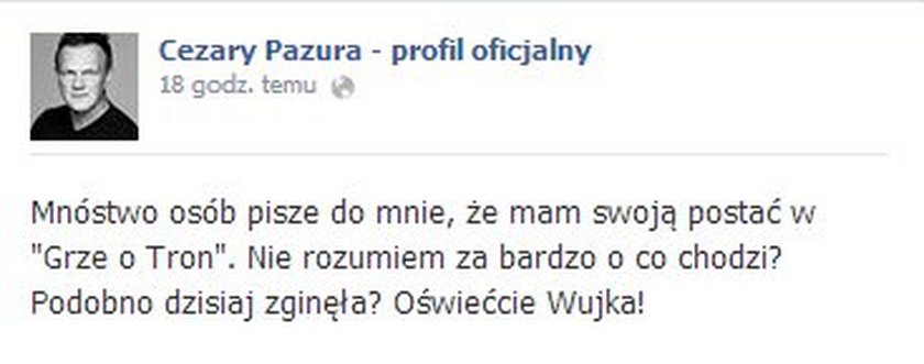 Cezary Pazura na facebooku