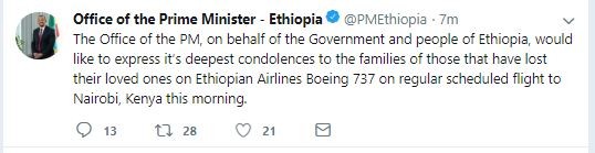 Several feared dead as Ethiopia Airlines plane heading to Nairobi from Addis Ababa crashes 