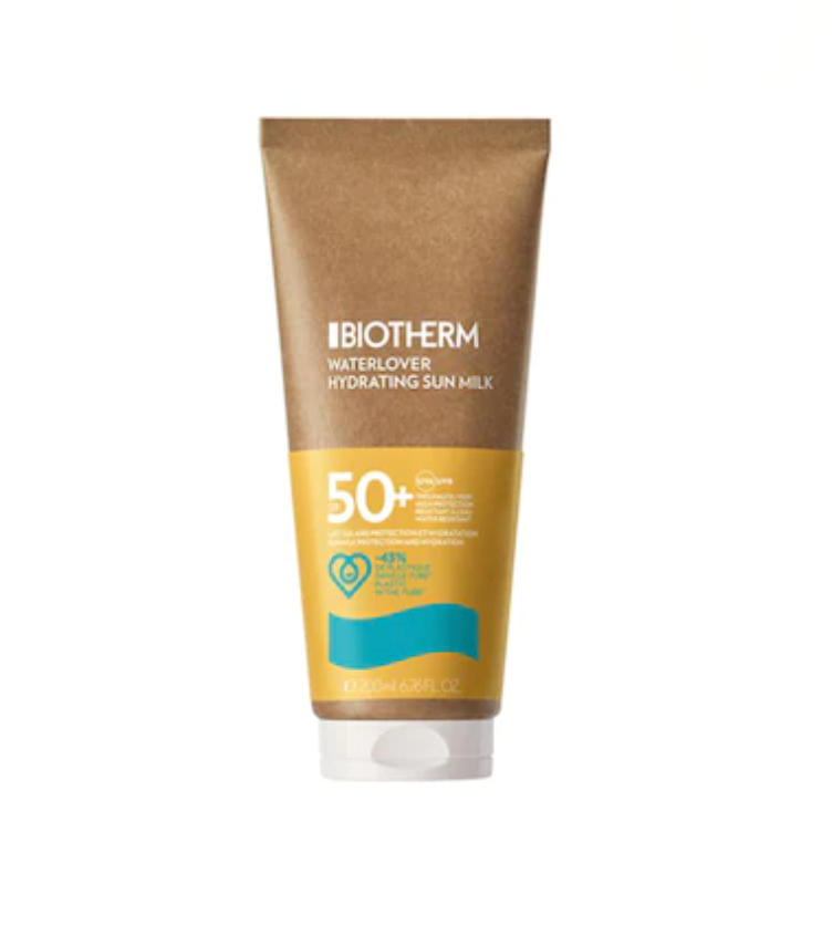 Protection solaire résistante à l’eau «Waterlover Hydrating Sun Milk» avec LSF 50+ dans une formule biodégradable à 93%, de Biotherm, pour 29,90 francs, douglas.ch