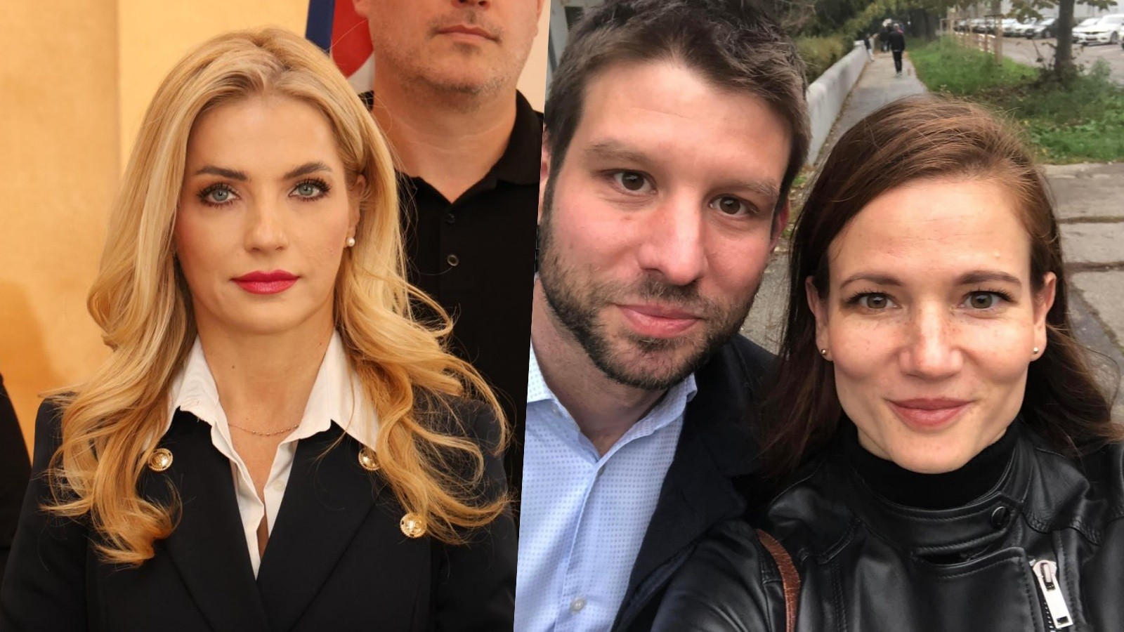 Ministerka kultúry Martina Šimkovičová, líder Michal Šimečka a jeho partnerka Soňa Ferienčíková. 
