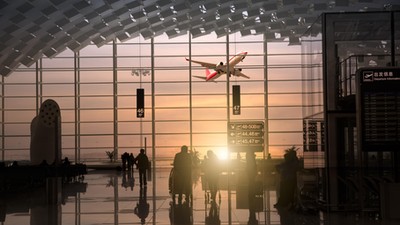 passengers in shenzhen international airport, china.