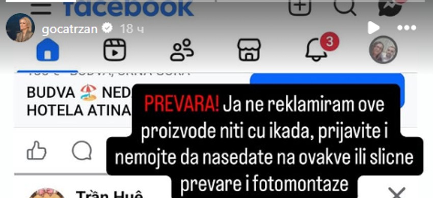 Goca Tržan na meti prevare