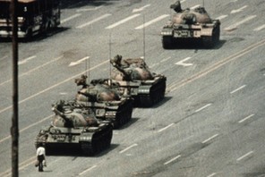 Protester Blocking Tanks Approaching Tiananmen Square