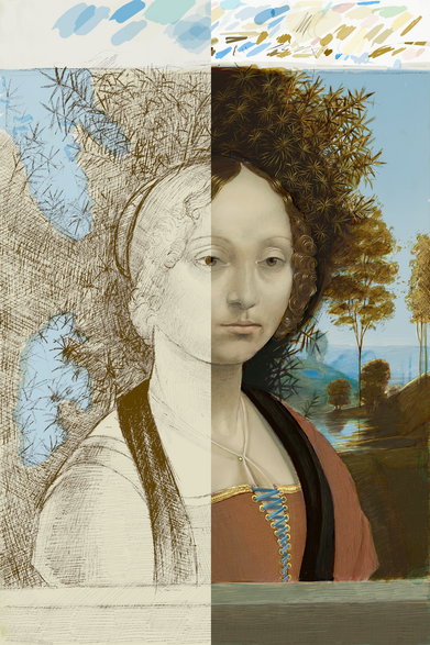 Leonardo da Vinci, praca wykonana w aplikacji Glaze.