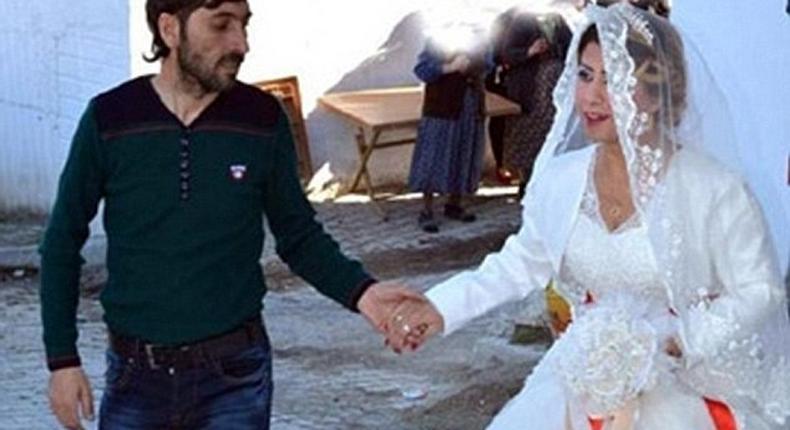 The Syrian bride with the groom, Turkish man Riza Turkal