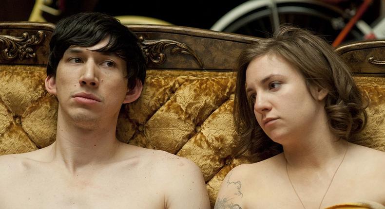 Adam Driver and Lena Dunham on HBO's Girls.