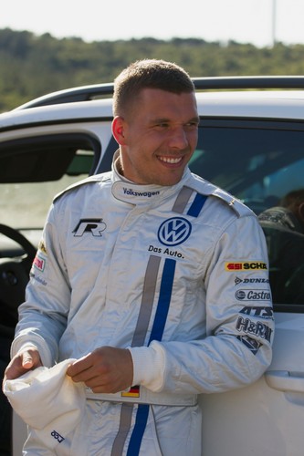 Lukas Podolski w polo R WRC