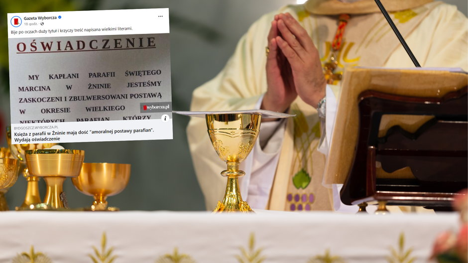 Księża oburzeni postawą parafian (fot. screen: Facebook/wyborcza)