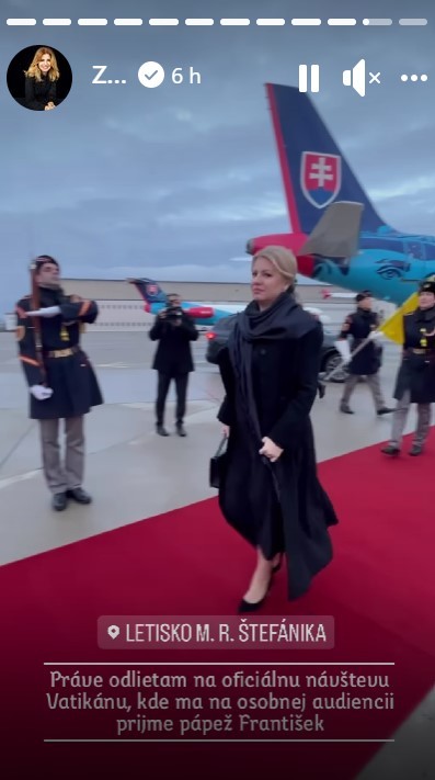 Zuzana Čaputová po ceste na stretnutie s pápežom.