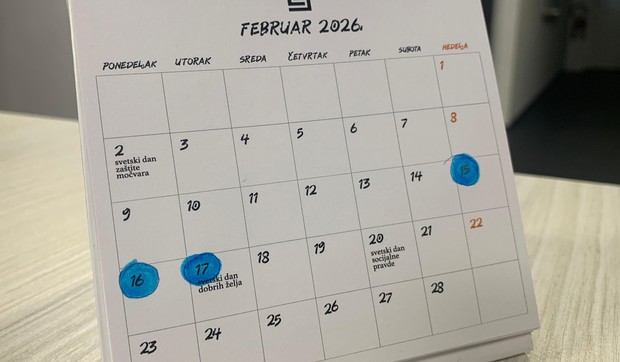 Plavom bojom označeni neradni dani u Srbiji u februaru 2026. | Foto: BBC