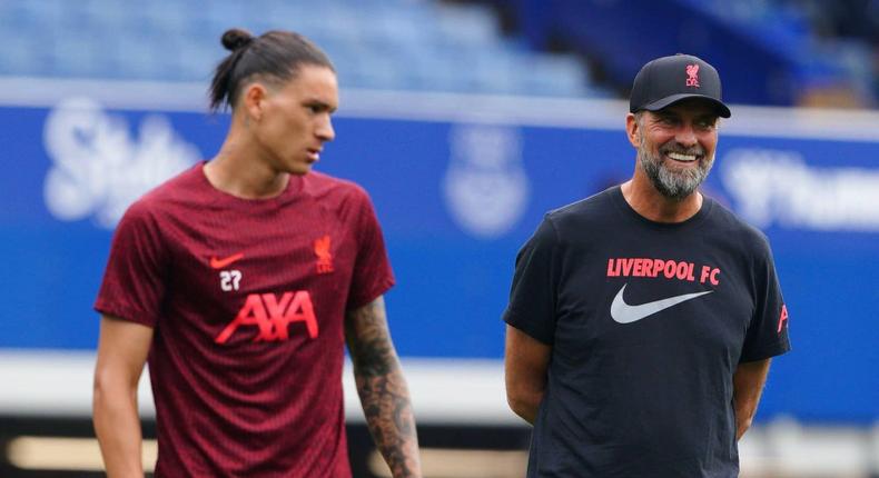 Darwin Nunez à l'entraînement avec Jurgen Klopp - Liverpool