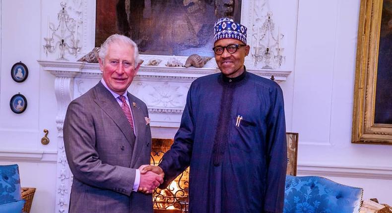 Nigeria president Muhammadu Buhari with King Charles of the United Kingdom.