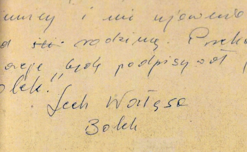 Zobowiązanie do współpracy z SB podpisane nazwiskiem "Lech Wałęsa" i pseudonimem "Bolek"